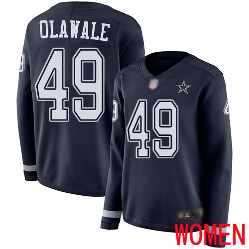 Women Dallas Cowboys Limited Navy Blue Jamize Olawale #49 Therma Long Sleeve NFL Jersey
